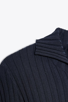 Ribbed Knit Polo Shirt