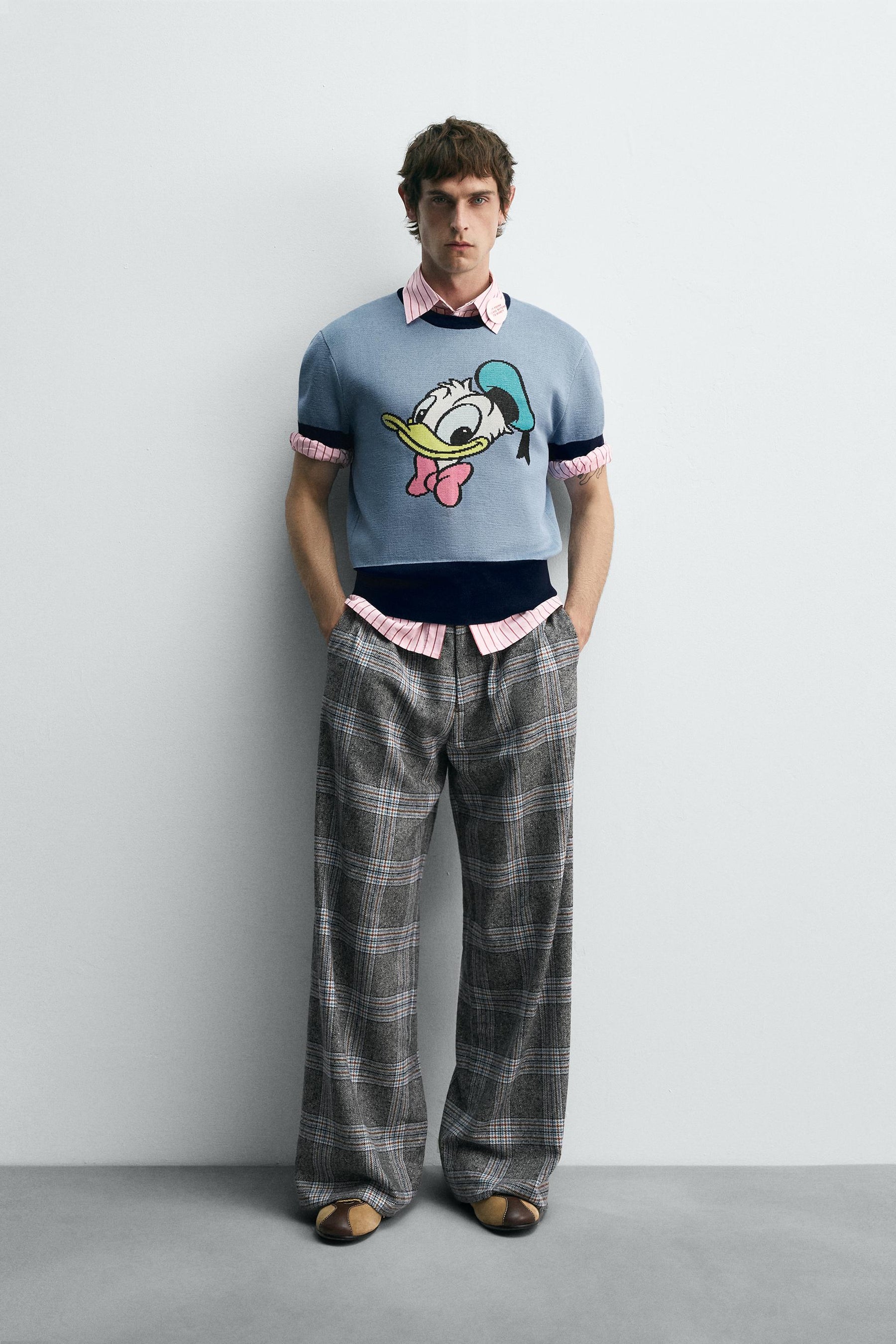 WIDE-LEG CHECK TROUSERS HARRY LAMBERT FOR X DISNEY - Image 1