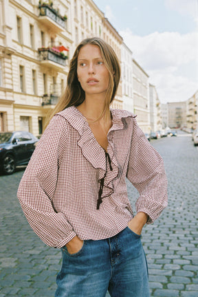 Ruffled Gingham Blouse