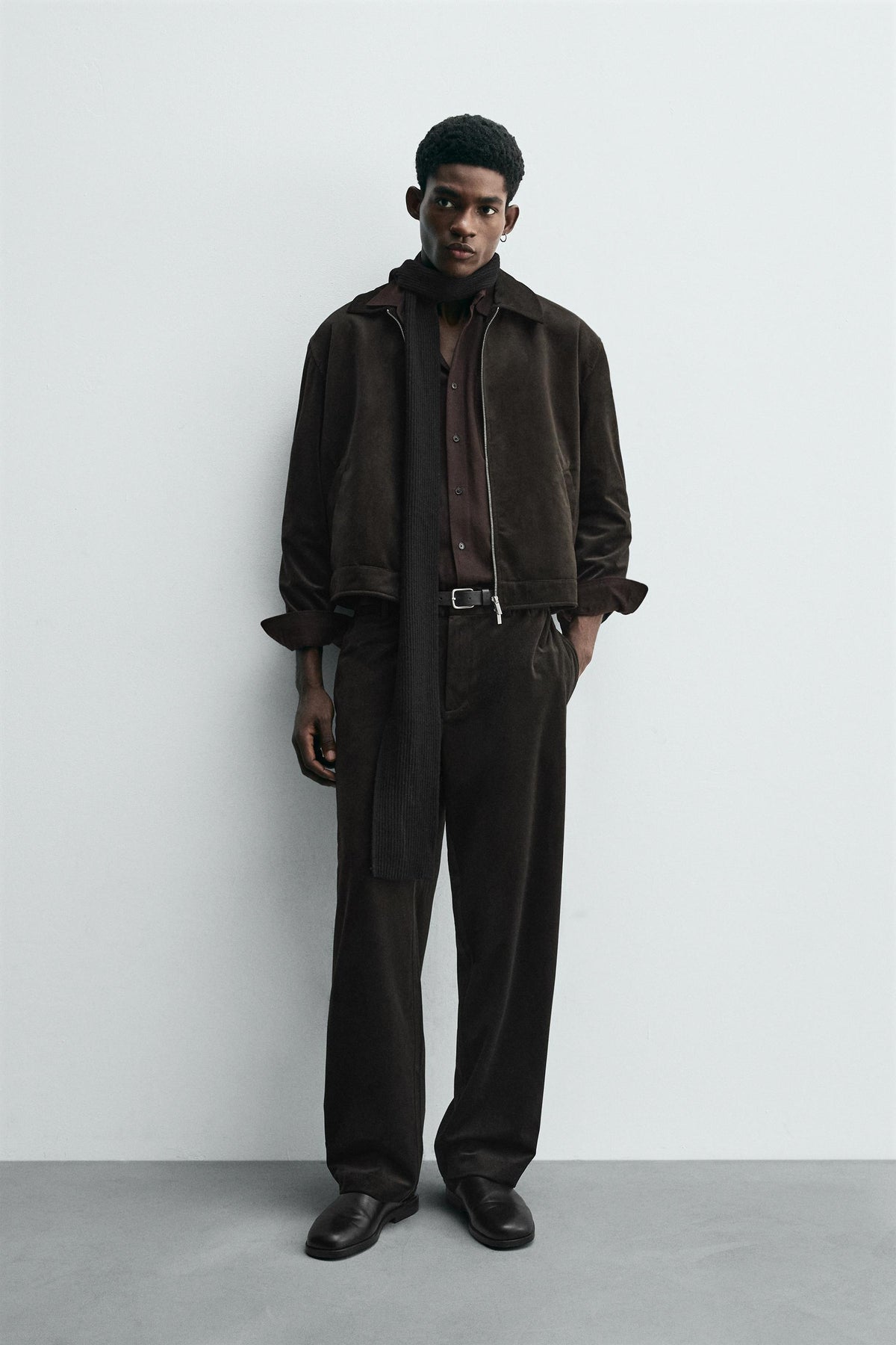 TEXTURED VELVET TROUSERS - Image 1