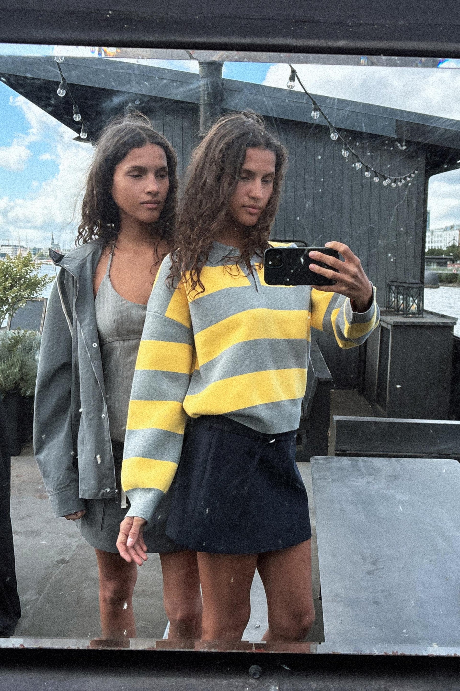 Striped Knit Polo Shirt