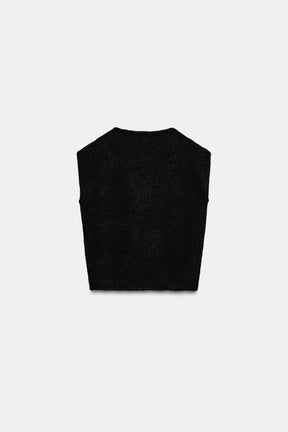 SLEEVELESS KNIT JUMPER WITH BROOCH - Image 6