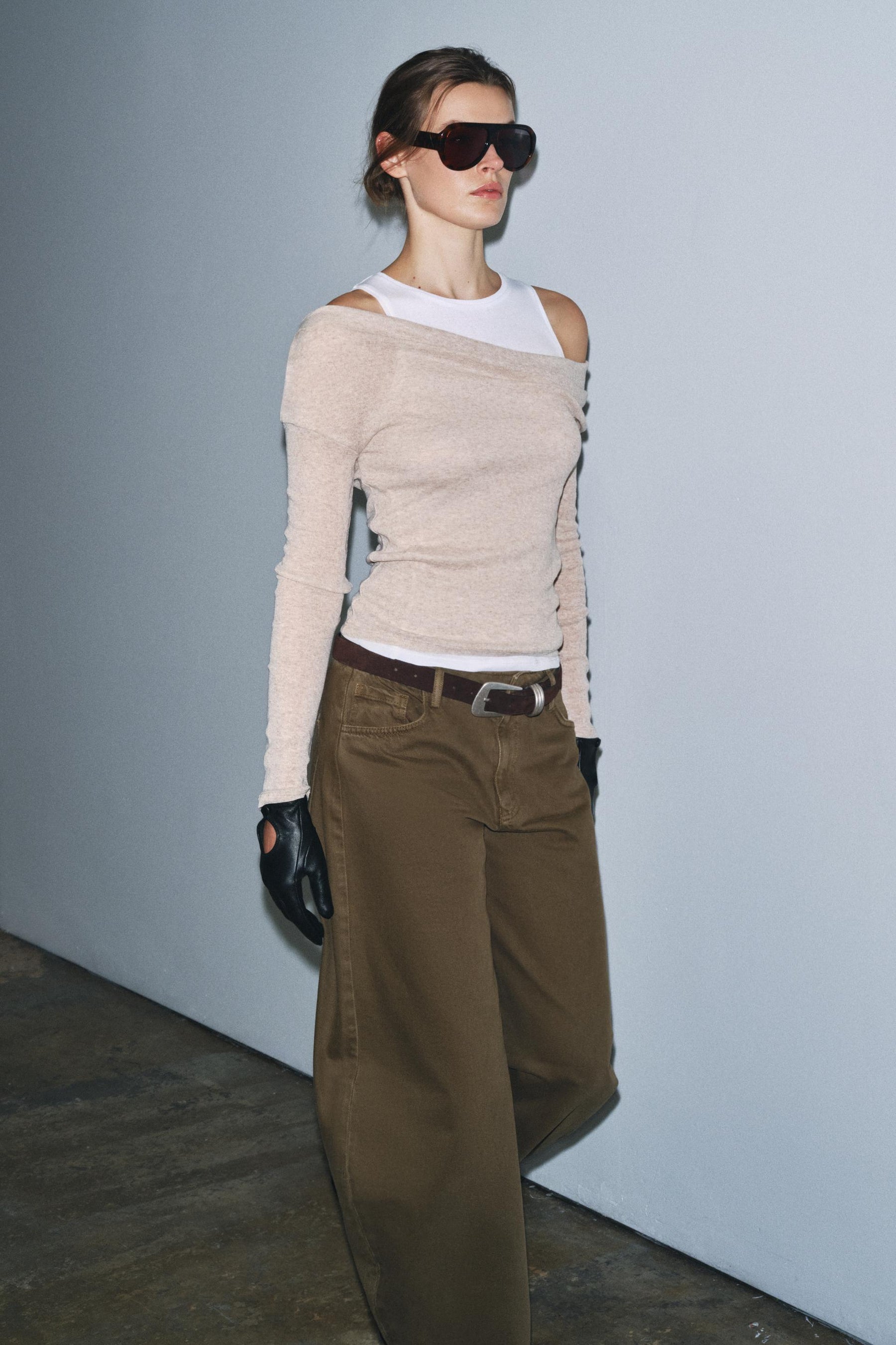 Layered-effect asymmetric t-shirt