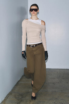 Layered-effect asymmetric t-shirt