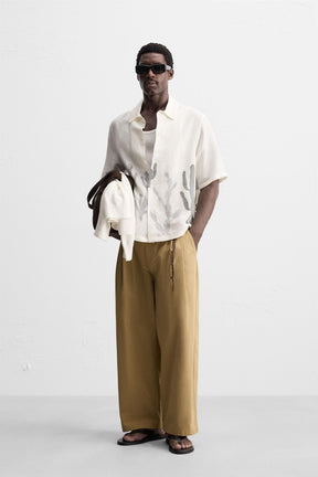LINEN-VISCOSE CACTUS SHIRT - Image 1