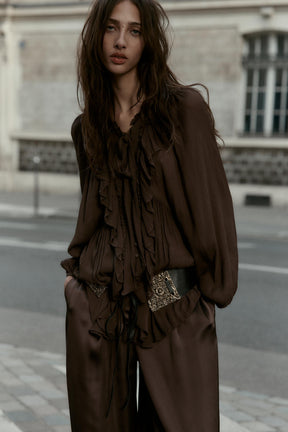 Ruffle-Trimmed Flowing Shirt