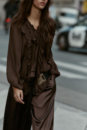 Ruffle-Trimmed Flowing Shirt