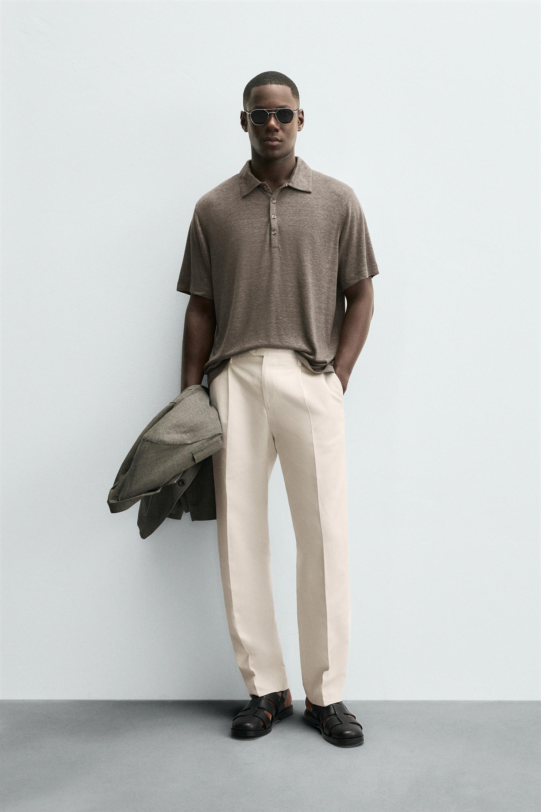 REGULAR FIT PLEATED TROUSERS - Image 1