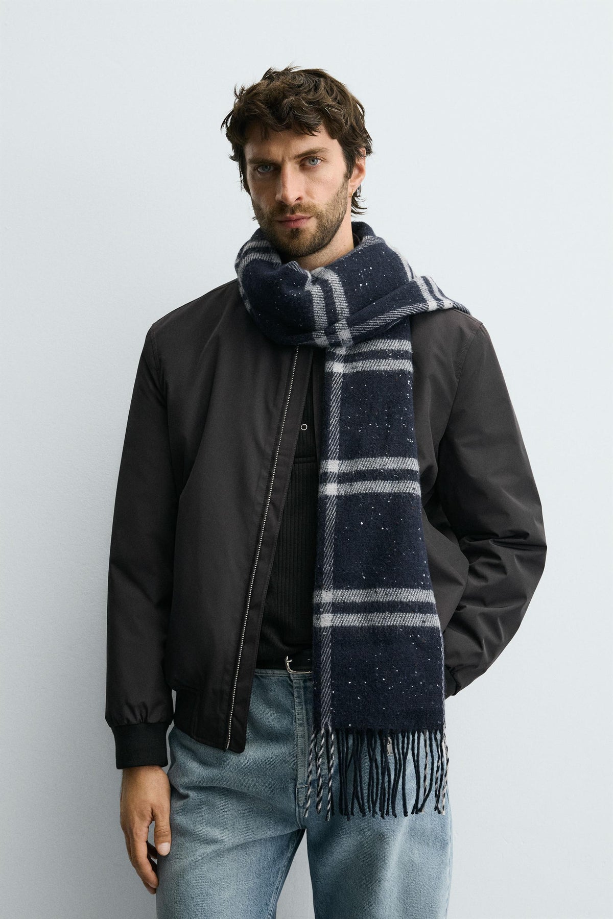 CHECK WOOL BLEND SCARF - Image 1