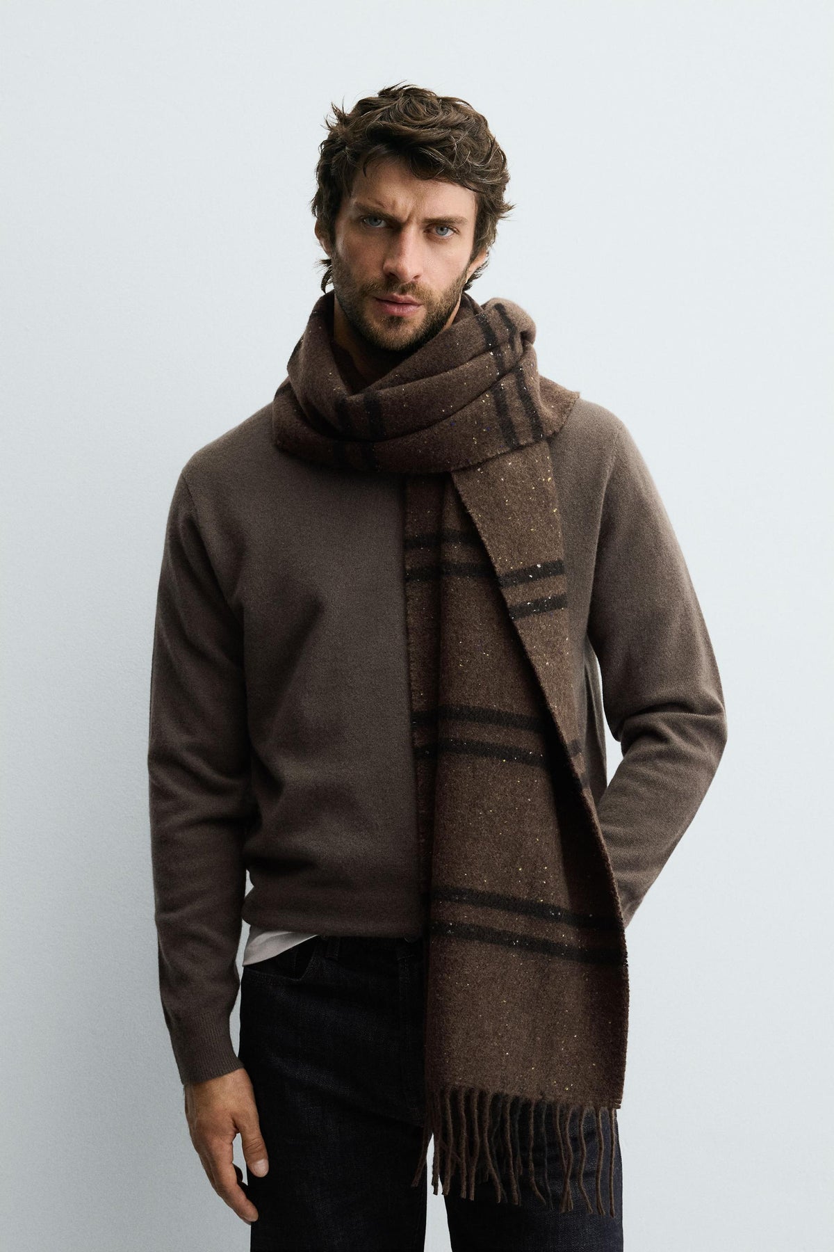 CHECKED WOOL BLEND SCARF - Image 1