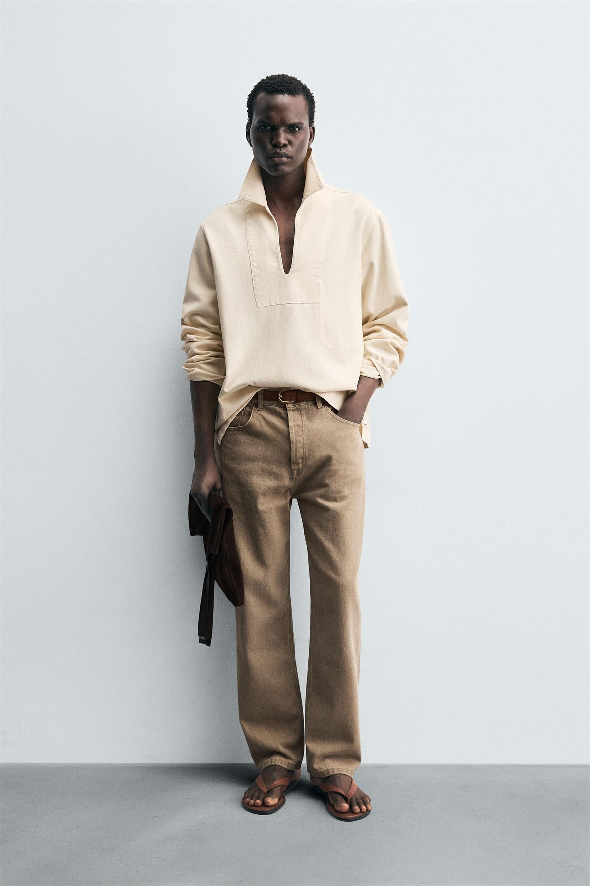WASHED TEXTURED OVERSHIRT - Image 1