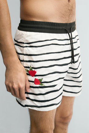 Printed Mid-Length Swimming Trunks - Image 5