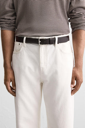 TOPSTITCHED LEATHER BELT - Image 1