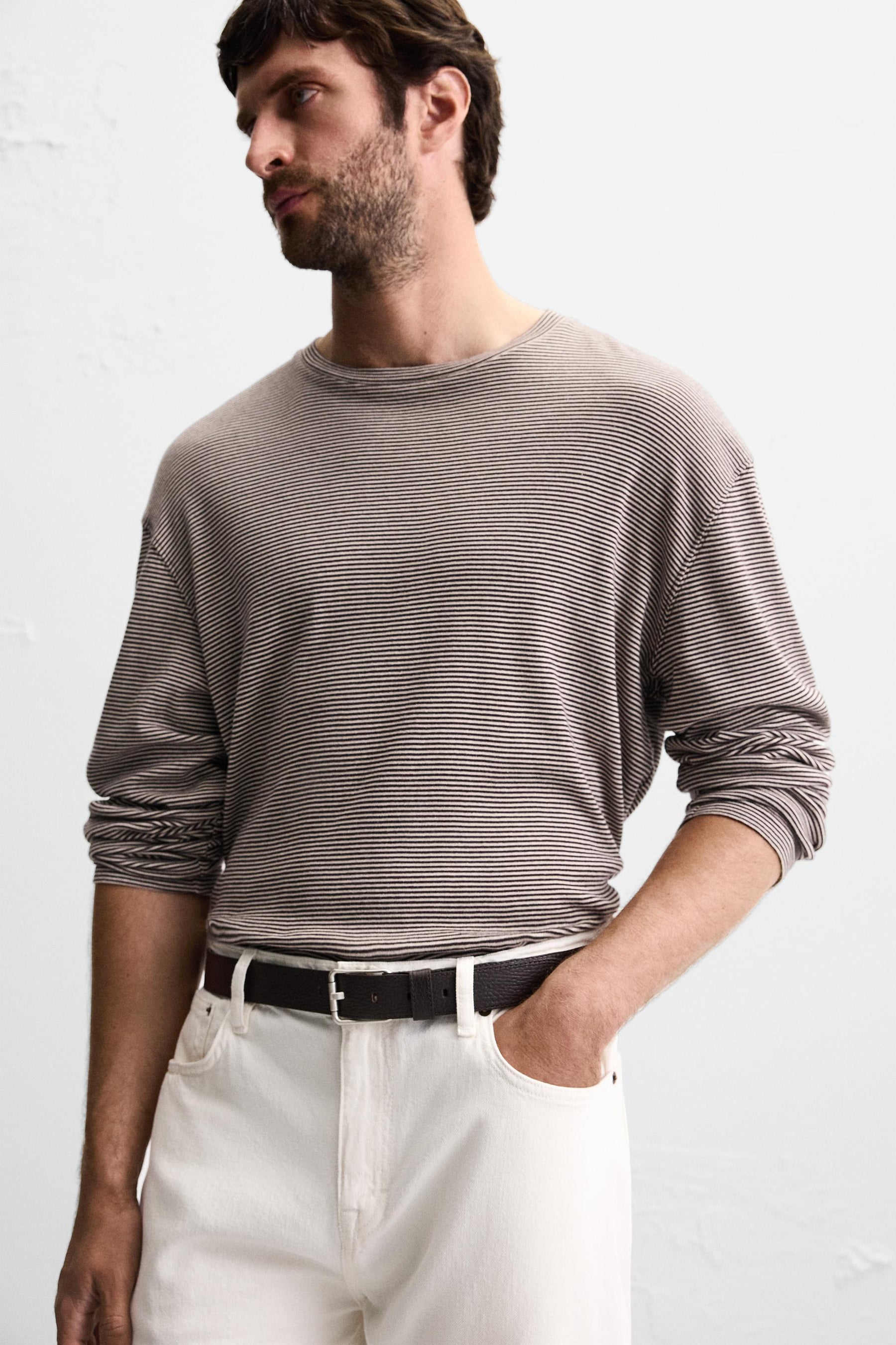 TOPSTITCHED LEATHER BELT - Image 2