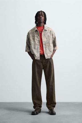 WASHED ABSTRACT PRINT OVERSHIRT - Image 1