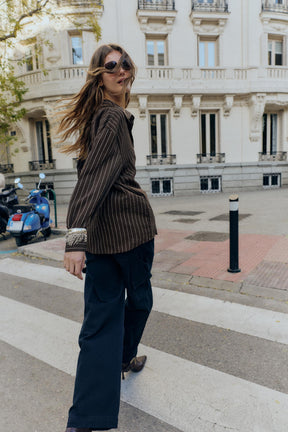 Striped Buckle-Detailed Shirt