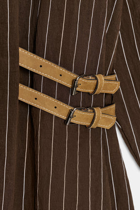 Striped Buckle-Detailed Shirt