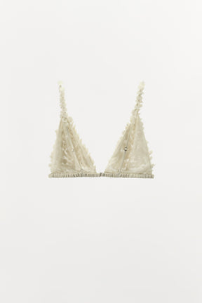 Embossed Floral Beaded Bra