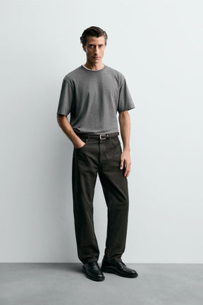 TEXTURED STRAIGHT-LEG TROUSERS - Image 1