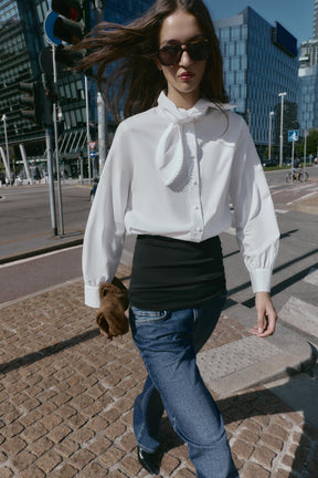 Bow-Detailed Poplin Shirt