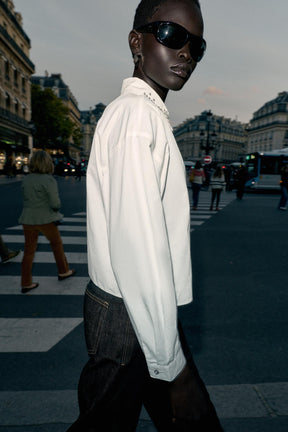 JEWEL-BEADED POPLIN SHIRT