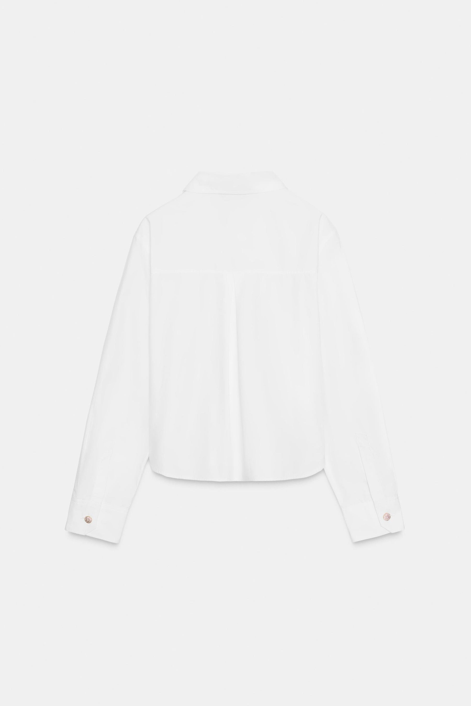 RHINESTONE BUTTON POPLIN SHIRT