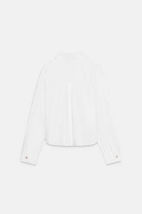 RHINESTONE BUTTON POPLIN SHIRT