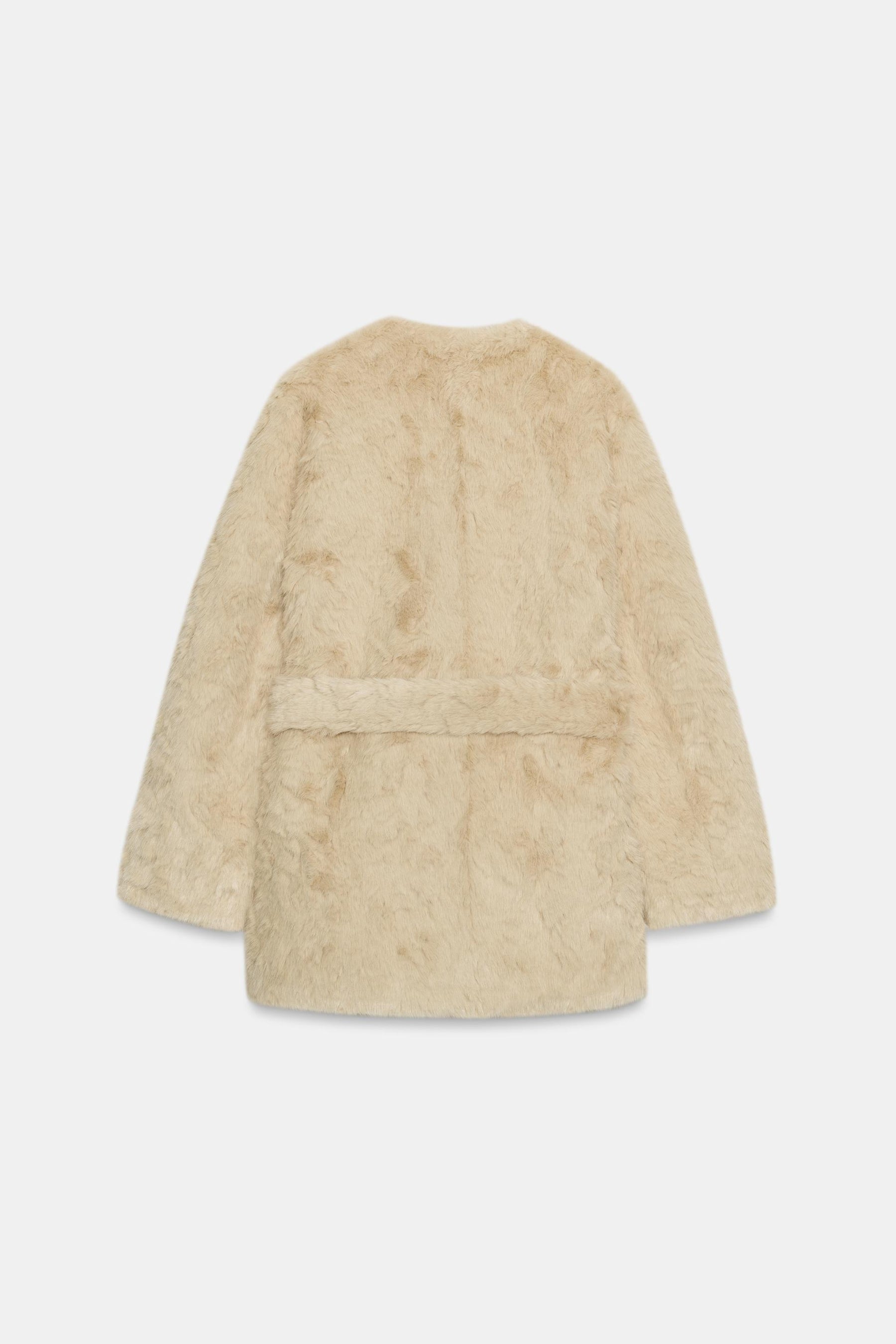FAUX FUR COAT WITH BELT ZW COLLECTION - Image 9