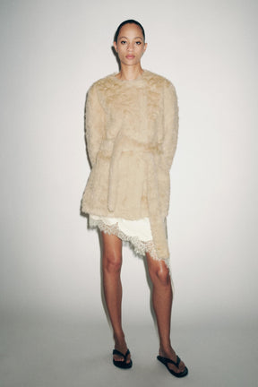 FAUX FUR COAT WITH BELT ZW COLLECTION - Image 1