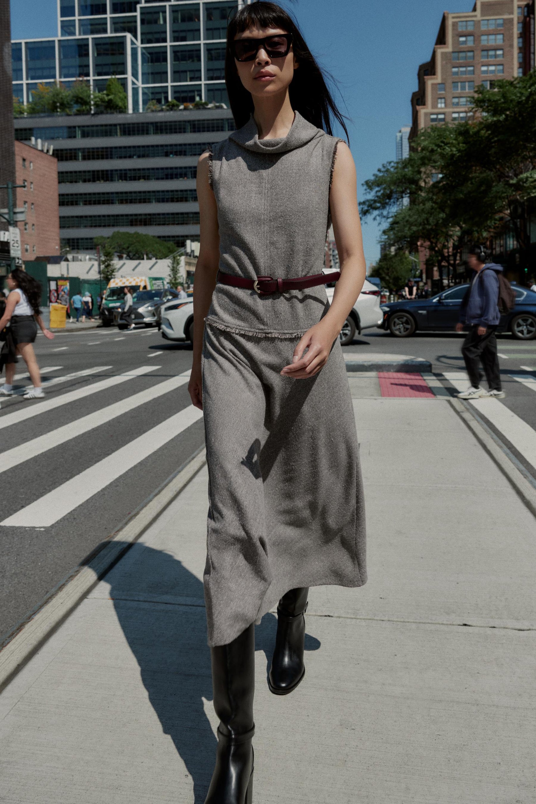 BELTED STRUCTURE MIDI DRESS - Image 1