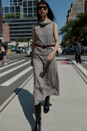BELTED STRUCTURE MIDI DRESS - Image 1