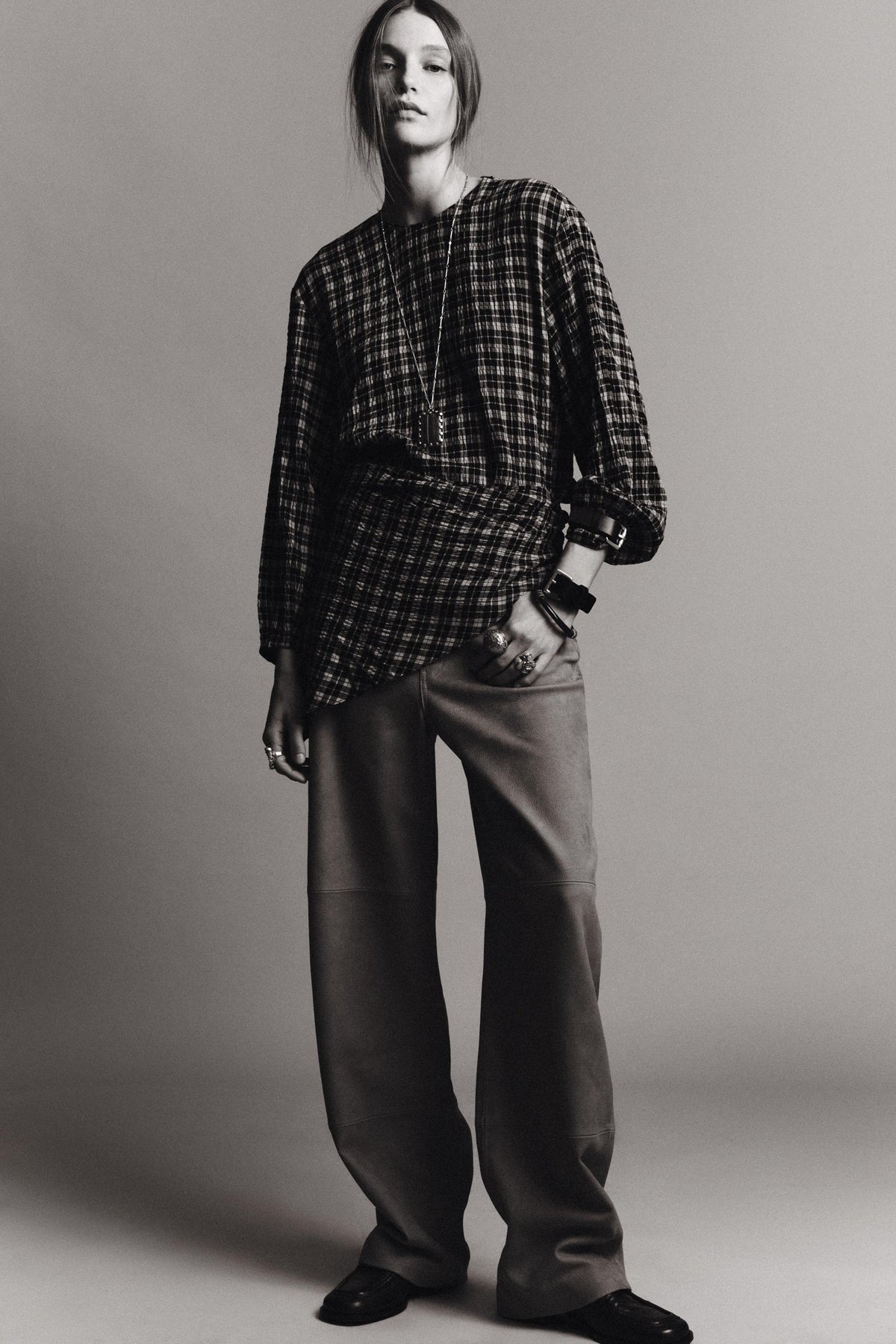 Check Shirt with Scarf