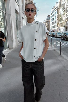 Contrast Button Shirt