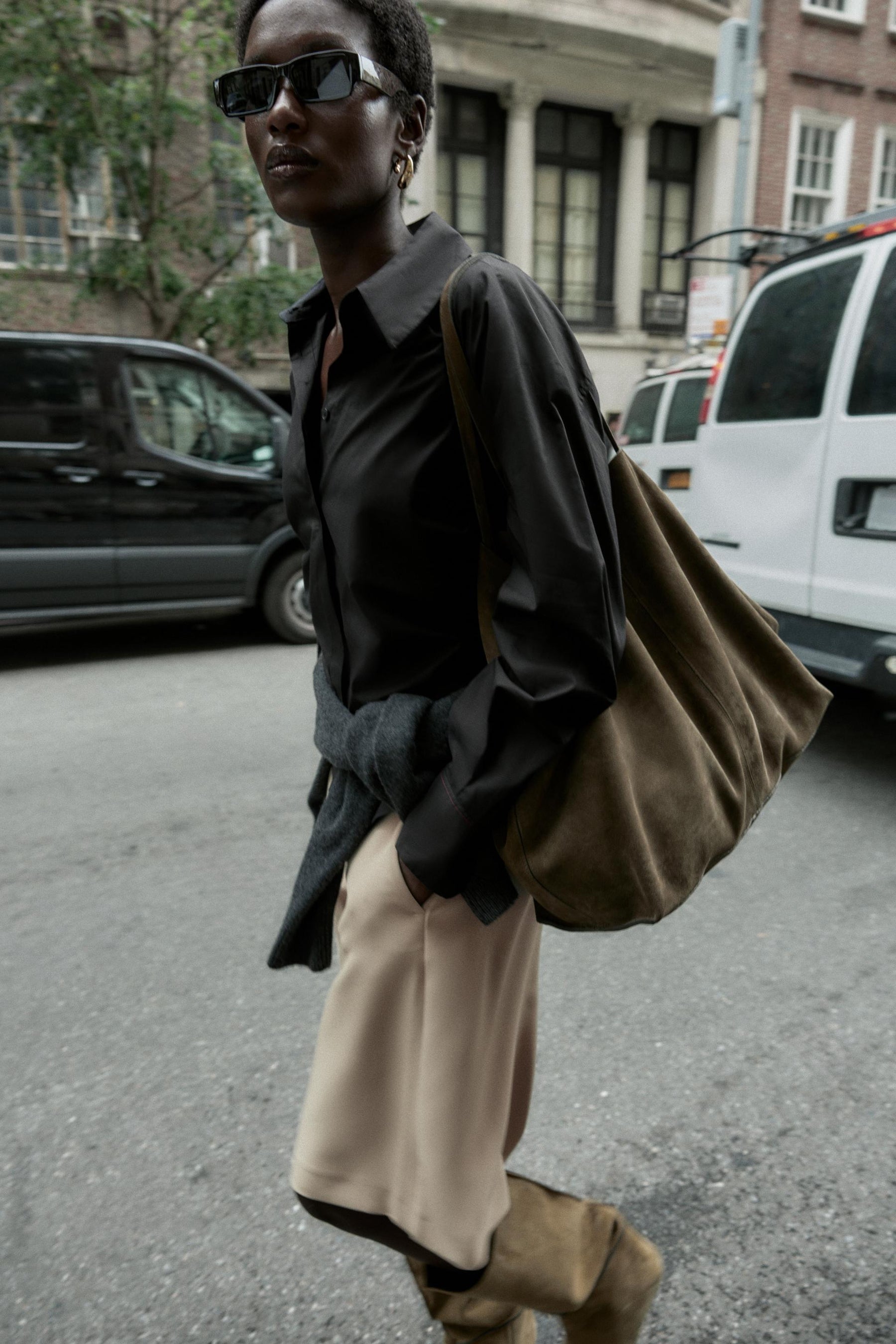 Pleated Poplin Shirt