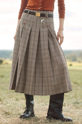 CHECK BOX PLEAT SKIRT