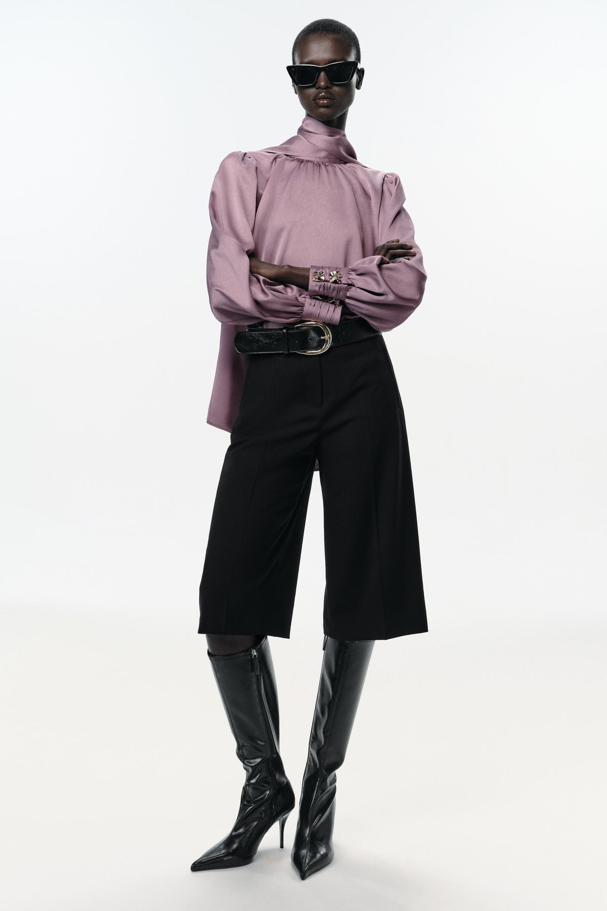 Satin Bow-Accent Shirt