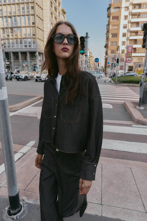 Oversized Shirt Contrast Stitching