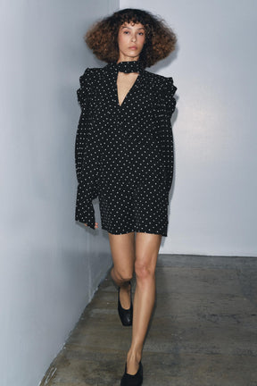ZW COLLECTION POLKA DOT DRESS WITH SCARF DETAIL - Image 1