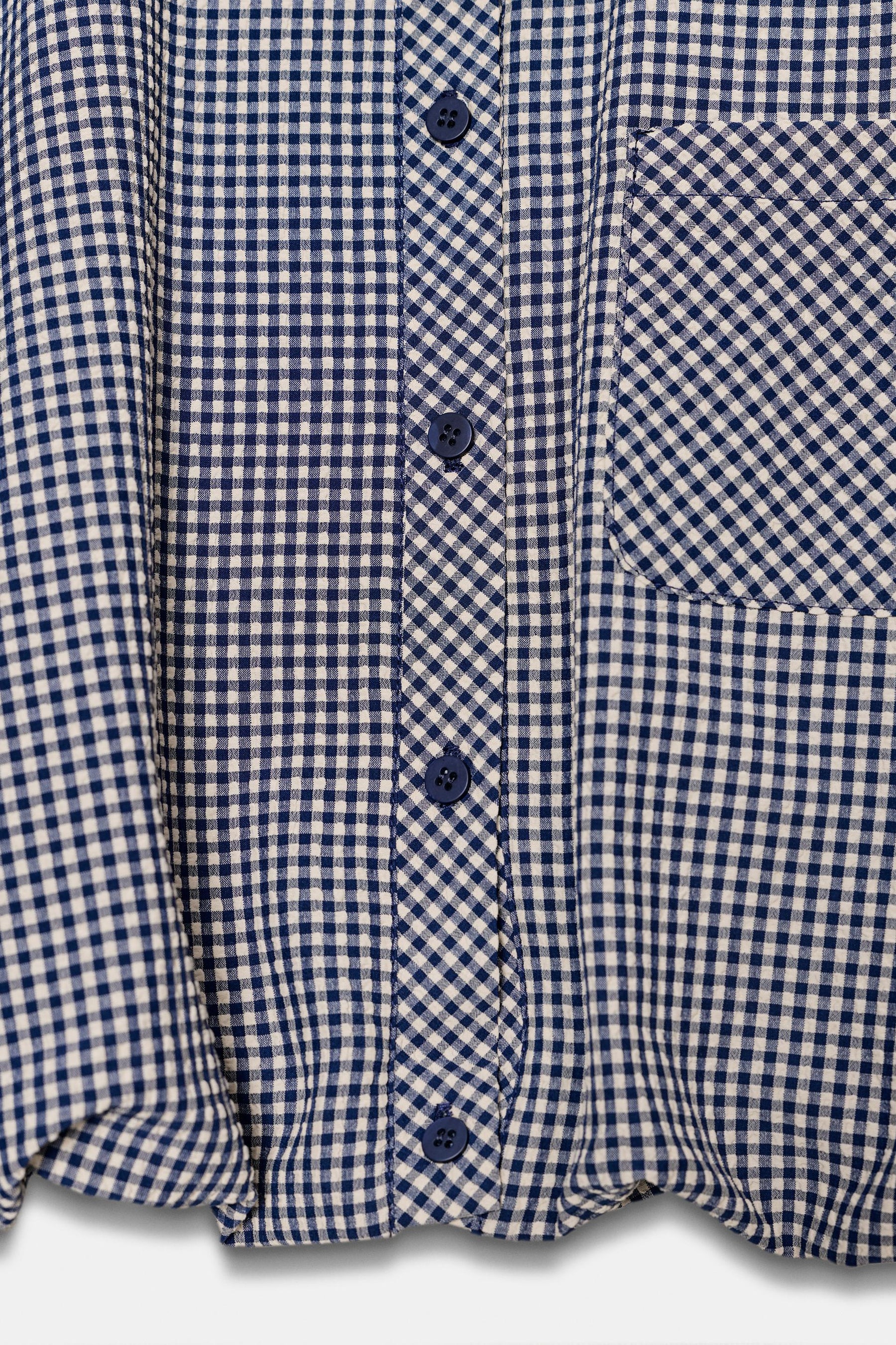 Gingham Balloon Sleeve Shirt