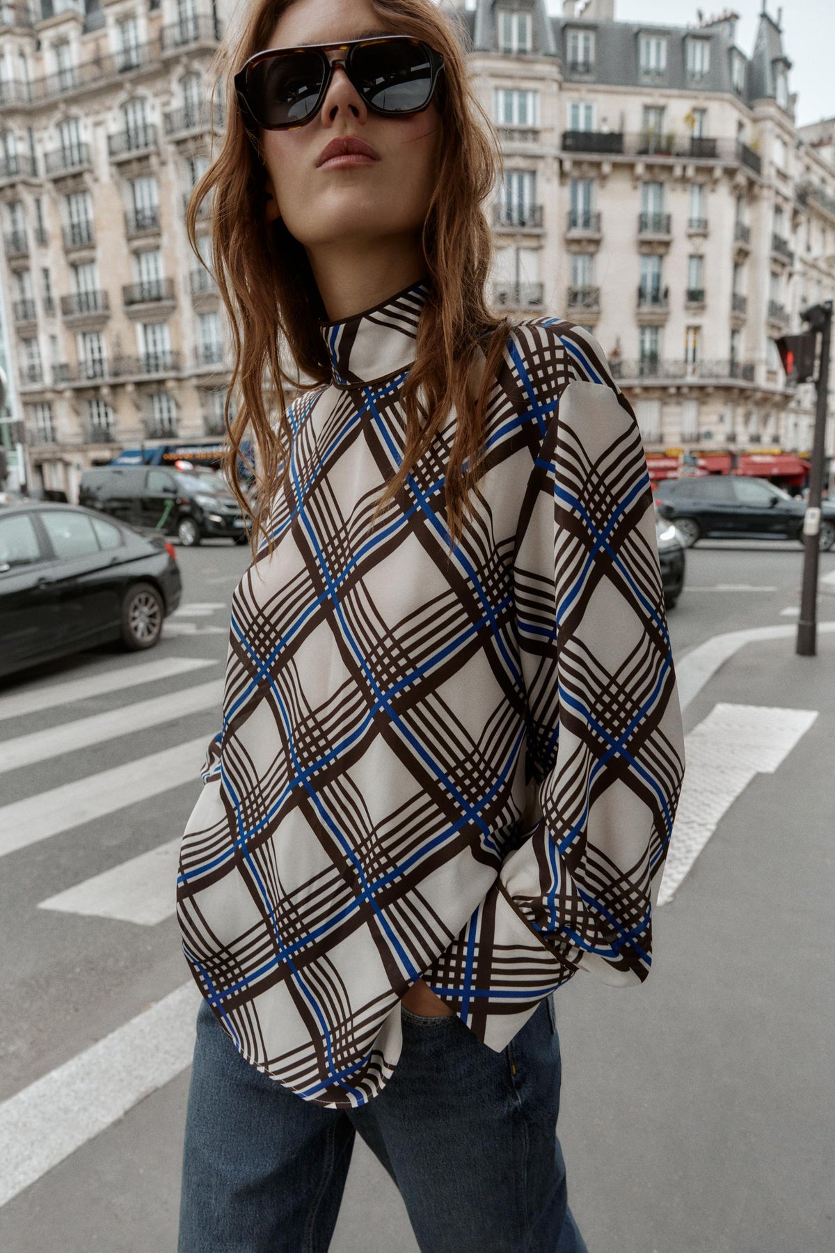 High Neck Check Shirt