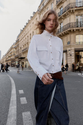 Puffball Hem Poplin Shirt