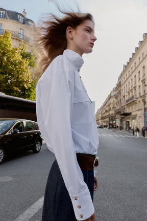 Puffball Hem Poplin Shirt