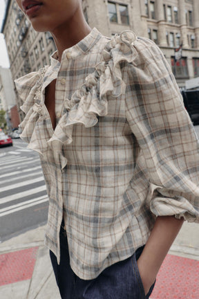 Ruffled Check Shirt