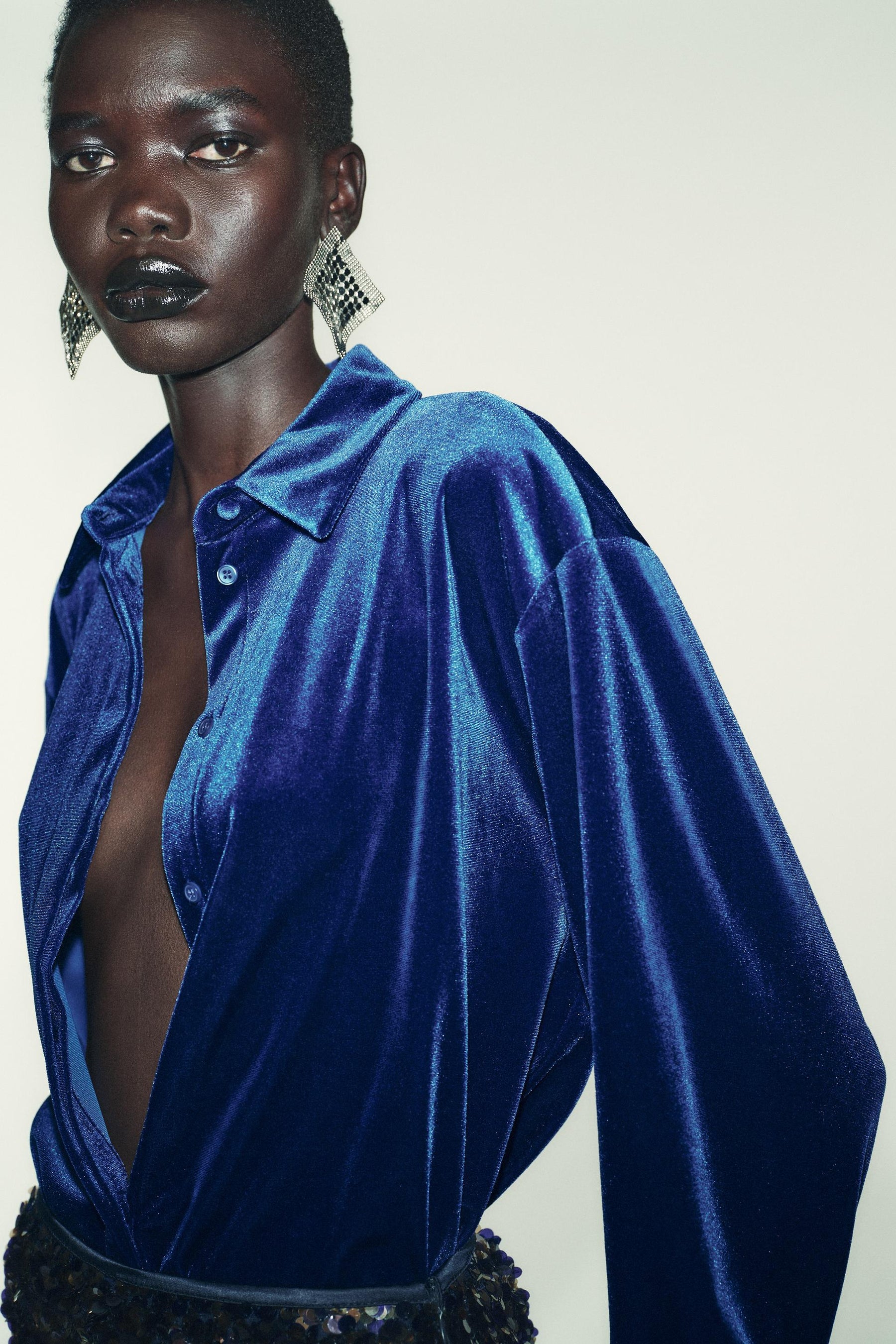 Velvet Tie-Front Shirt