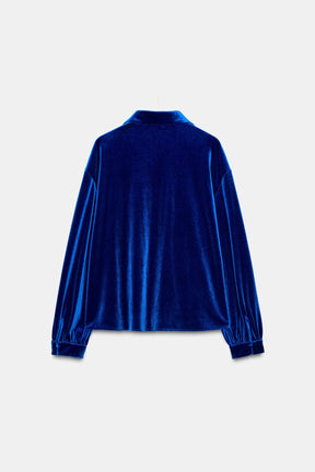 Velvet Tie-Front Shirt