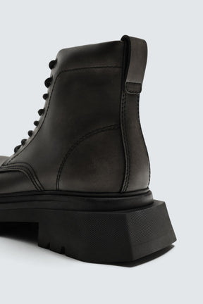 DISTRESSED CHUNKY LACE-UP BOOTS - Image 6