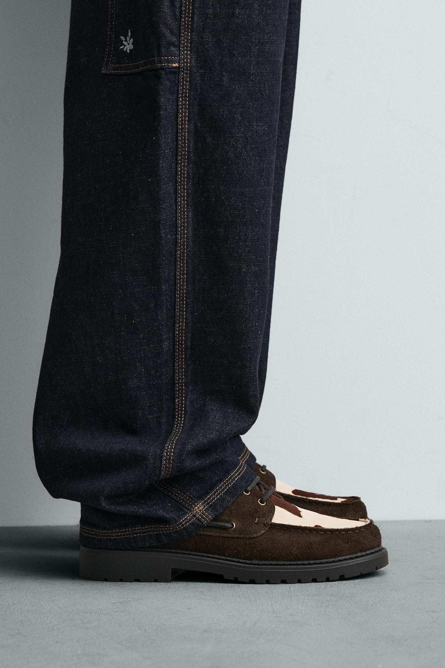 ANIMAL PRINT LEATHER DECK SHOES - Image 1