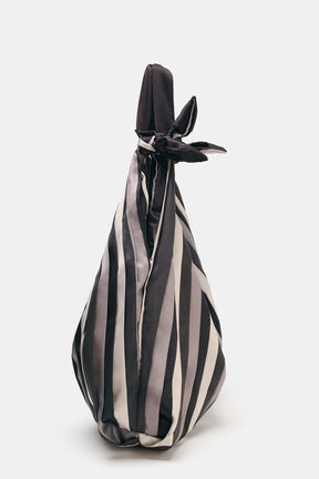 Satin-effect maxi bucket bag.