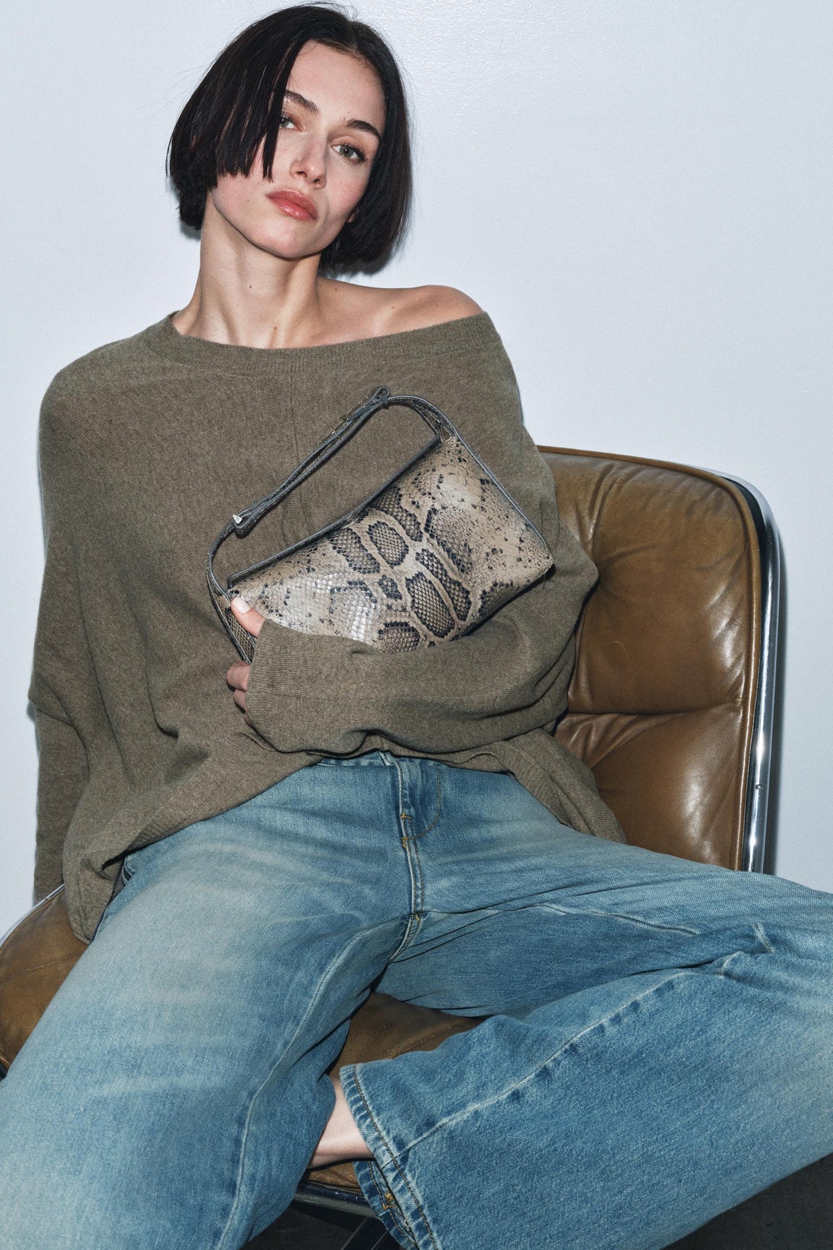 LEATHER ANIMAL PRINT HANDBAG